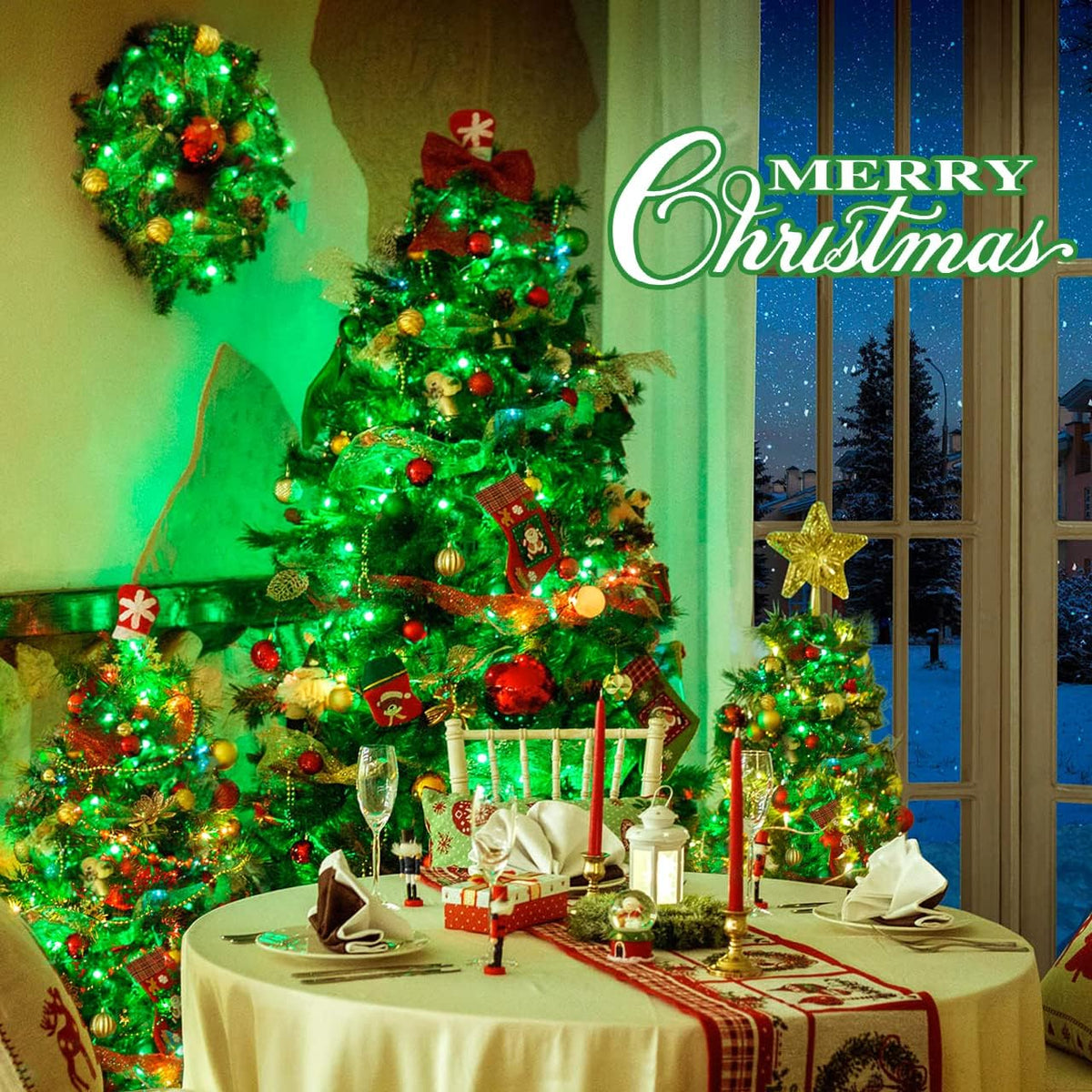 JMEXSUSS 500 LED Green Christmas String Lights Indoor Outdoor, 8 Modes 163 FT Green Halloween