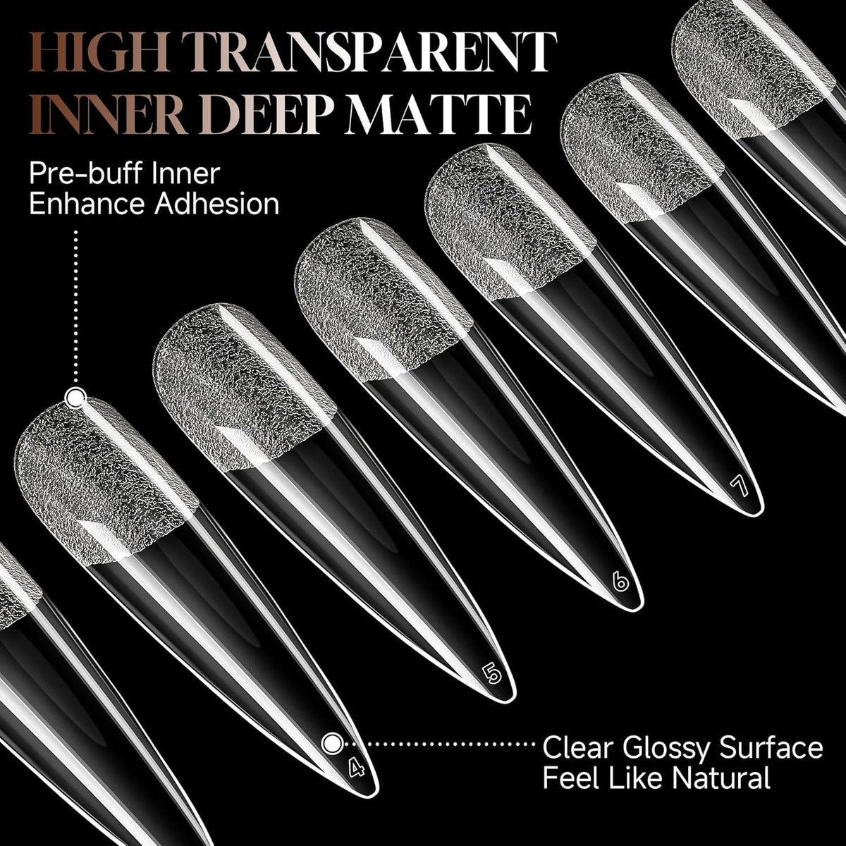UNA GELLA Clear Stiletto Fake Nails - 216pcs Extra Long Full Cover Gel Nail Tips - 12 Sizes for
