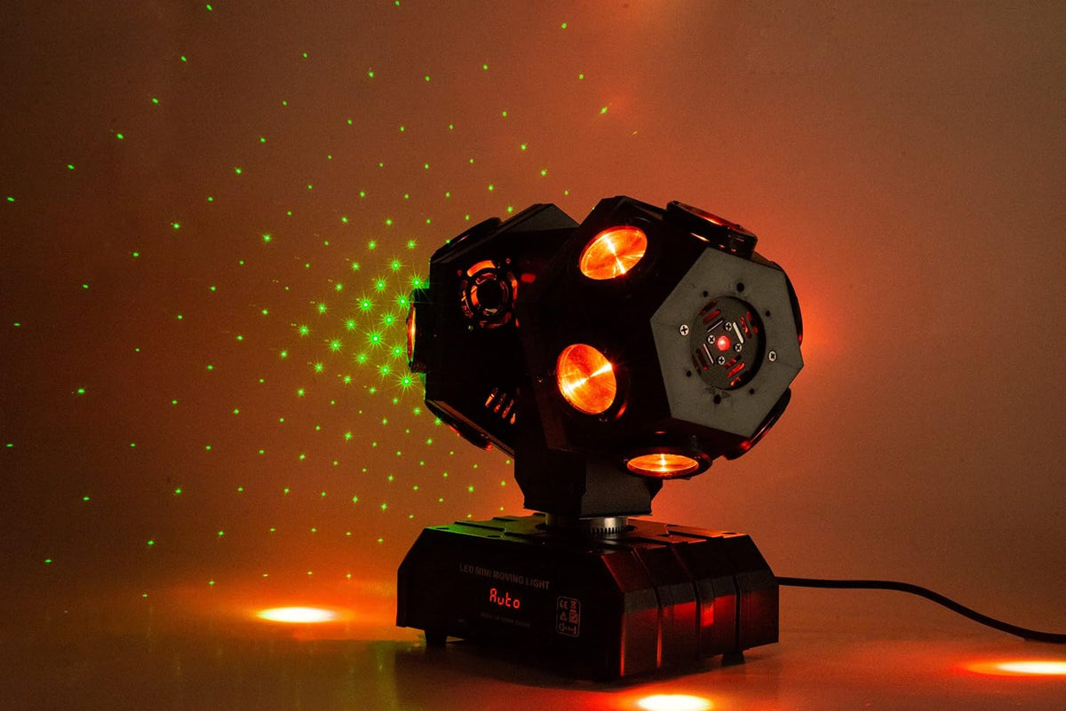 Moving Head DJ Light with Rotating Beam - Stage Light, Sound Activated, DMX512, Perfect for DJ