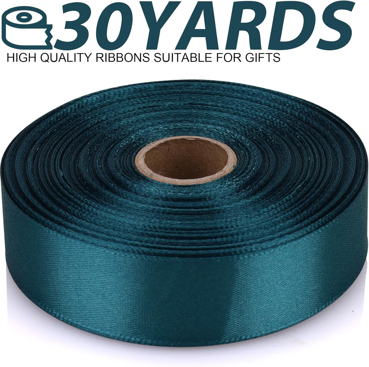 Greenish Blue Ribbon 7/8 Inch 30 Yards Satin Craft Ribbon-Single Face Polyester Ribbon for Handmade