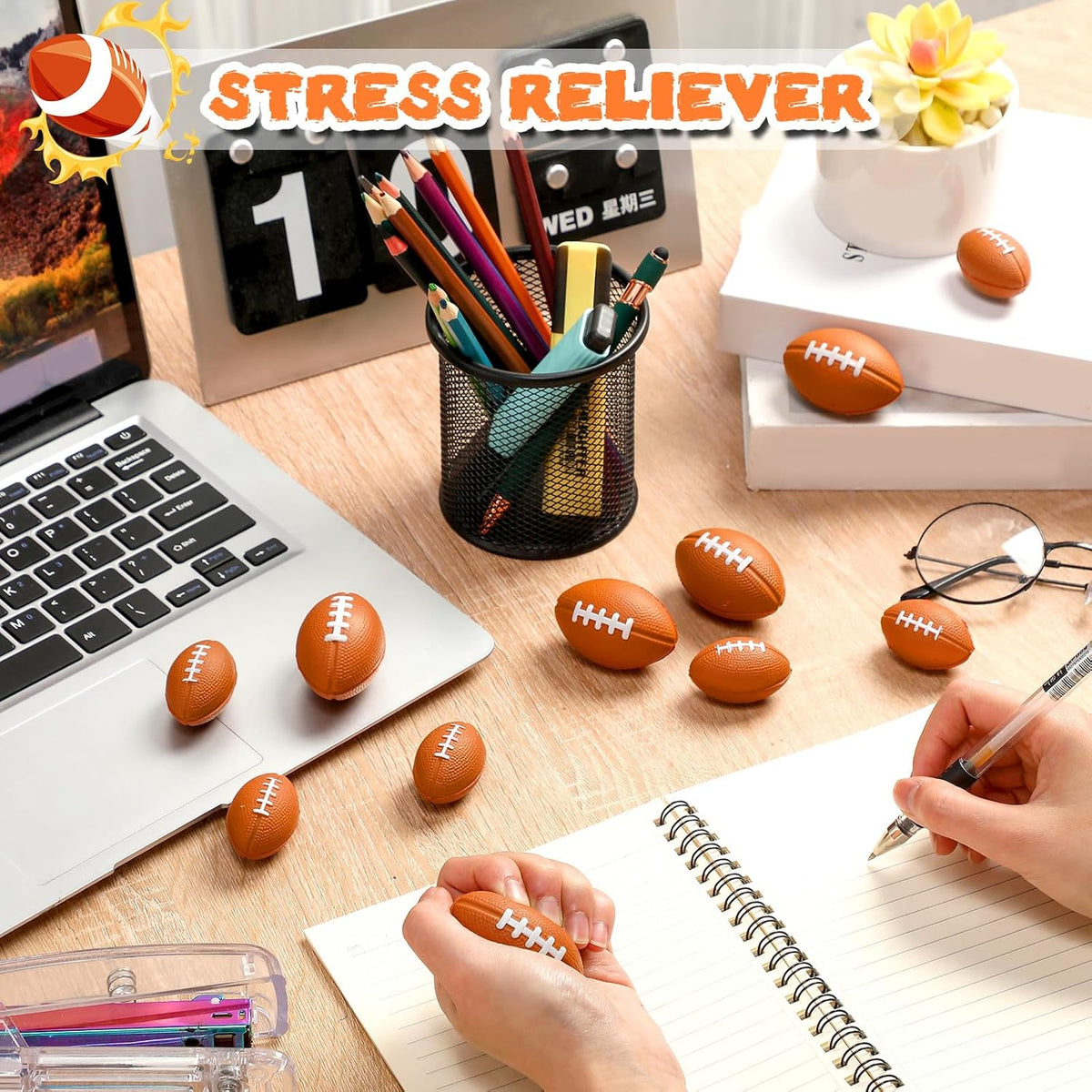 Jerify 250 Pack Mini Footballs Stress Balls Bulk 1.4 Inch Small Soft Foam Sports Balls Fidget Toys