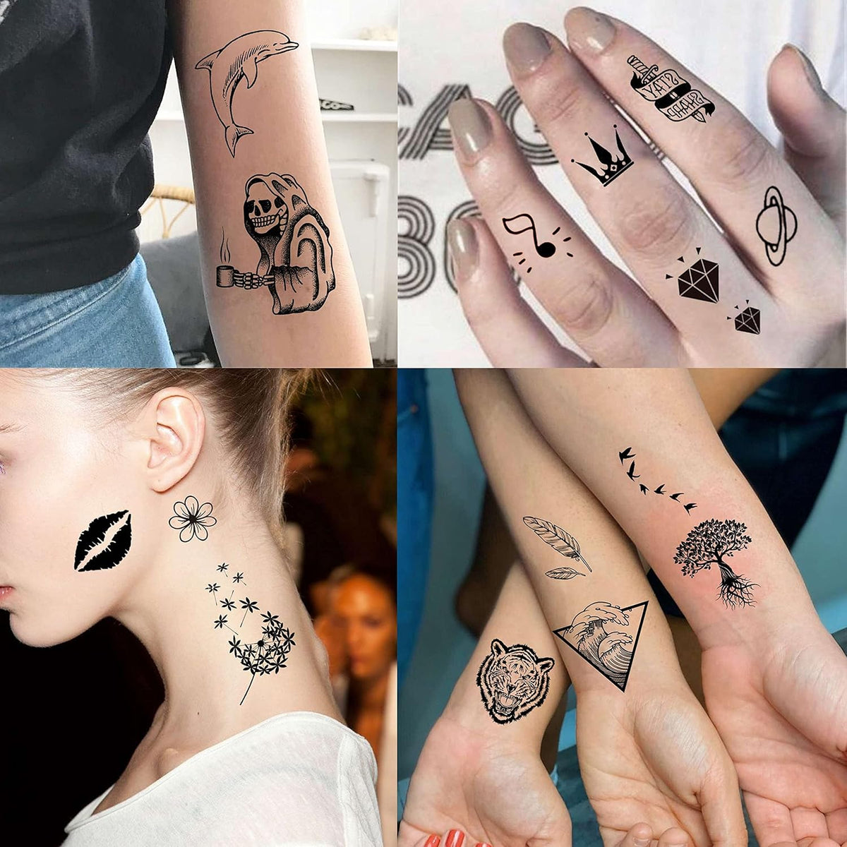 52 Sheets Tiny Small Temporary Tattoos For Kids Boys Girls, Tribal Animals Butterfly Anchor Compass