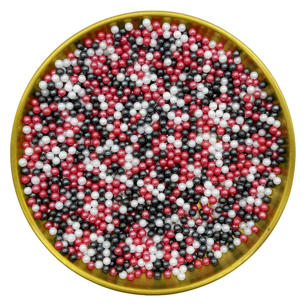 Edible Red & Black & White Pearl Sugar Sprinkles Candy 4mm Mini Pearls Cake Decorations Cupcake