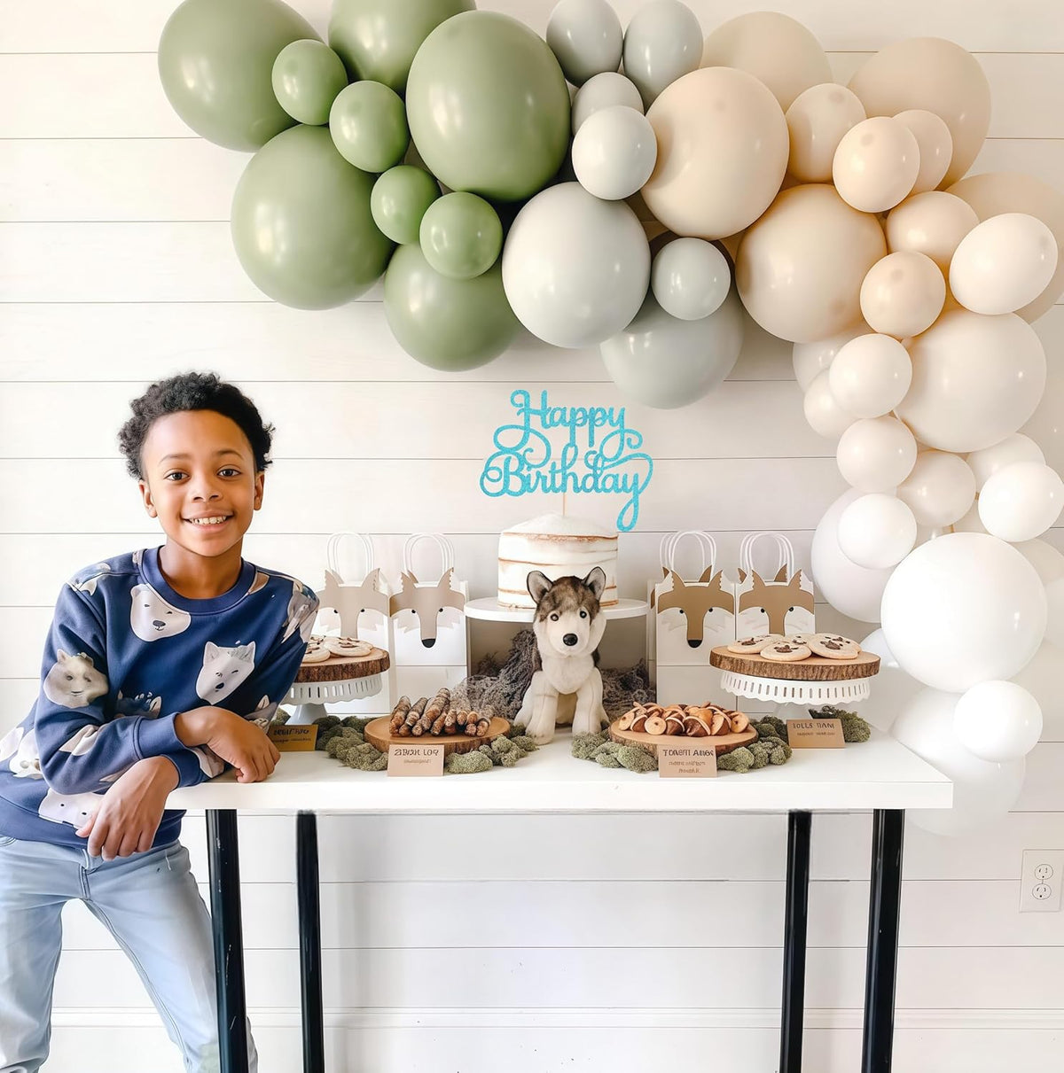 Happy Birthday Cake Topper - Sky Blue Glitter Birthday Party Cake Decoration Supplies - Happy