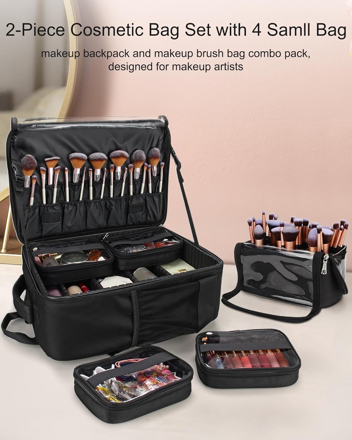 Makeup Backpack Makeup Artist Bag Professional Extra Large Cosmetic Bags Travel Train Case Storage