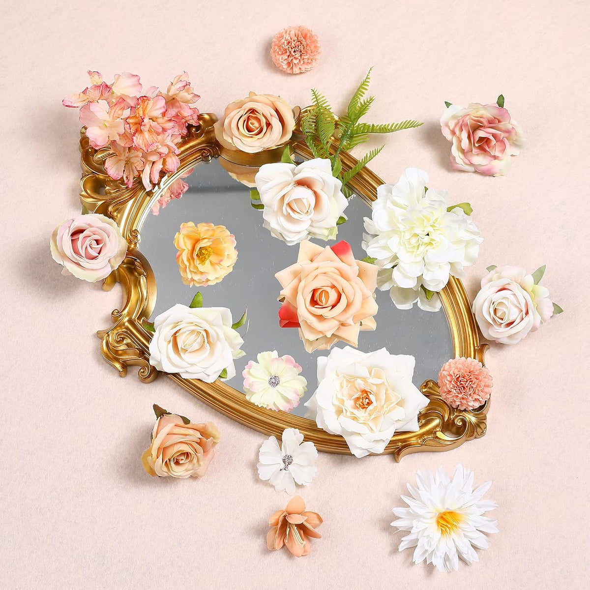 Serra Flora Artificial Flowers Rose 32pcs Silk Mix Peony Daisy Hydrangea Fake Flowers for DIY