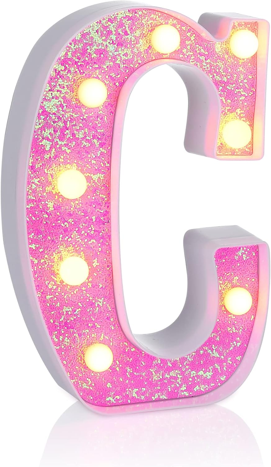 Foaky Pink Light up Letters，Pink Party Decorations,Girls Room Decor,Glitter Light Up