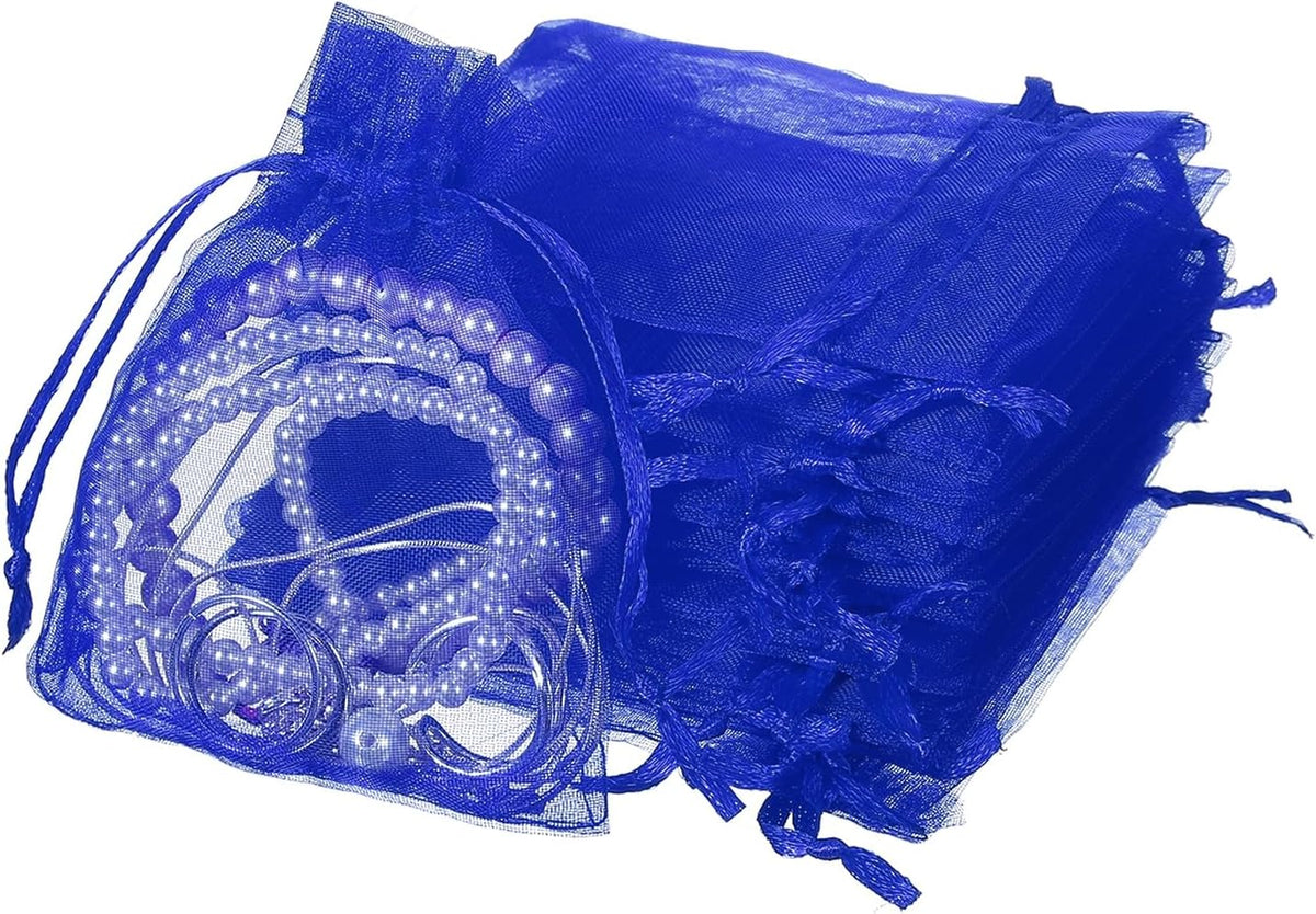 uxcell 50 Pcs Organza Gift Bags, 2.7x3.5 Inch Drawstring Pouches Jewelry Gift Bags, Small Wedding
