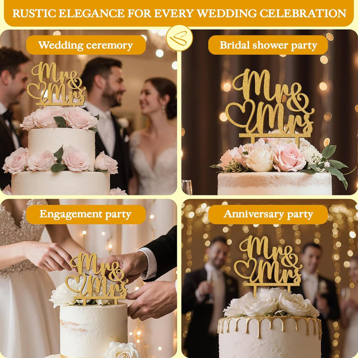 Rustic Wedding Cake Toppers Bride And Groom - Boho Mr And Mrs Cake Topper, Wood Mr And Mrs Sign For