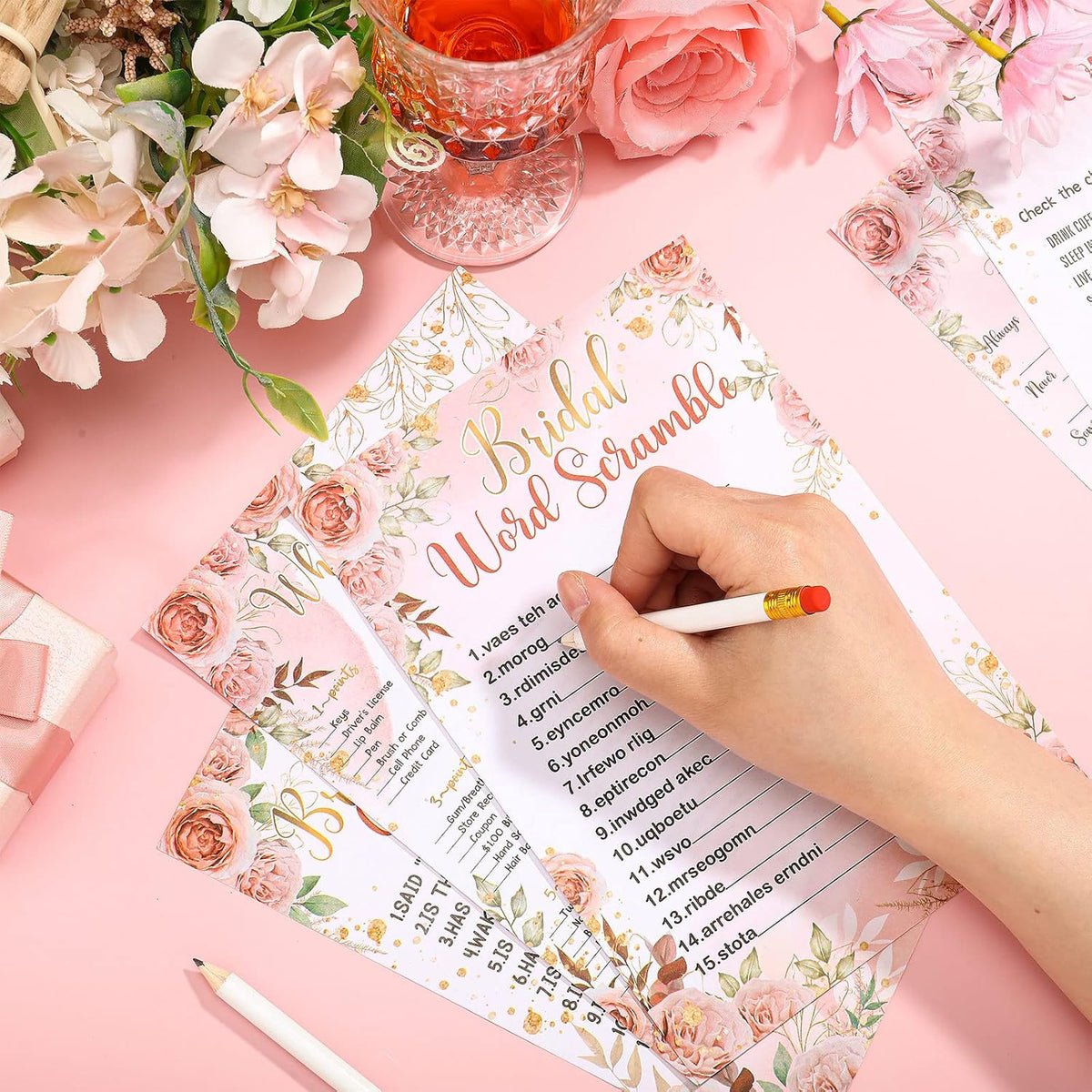 Teling 145 Pieces Bridal Shower Game Bridal Shower Favors Set Wedding Games Cards and Pencils for