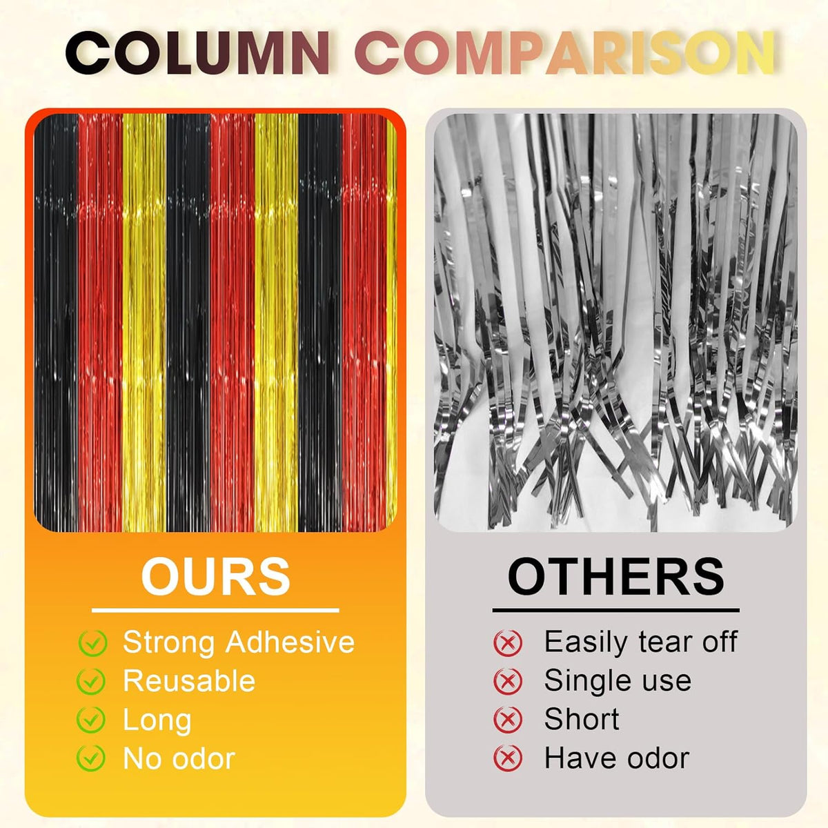 3 Pack 3.3 x 8.2 ft Red Black Gold Foil Fringe Backdrop Curtains, Tinsel Streamers Party