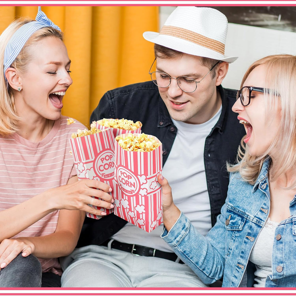 200 Pcs Paper Popcorn Bags Bulk 2 oz Large Flat Bottom Boxes Red and White Disposable Container
