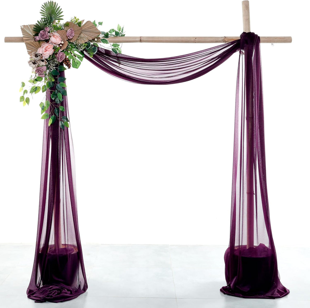 VDS Pack of 2 Panel (30 Inch X 100 Feet) Wedding Arch Draping Fabric Sheer Chiffon Fabric Drapery