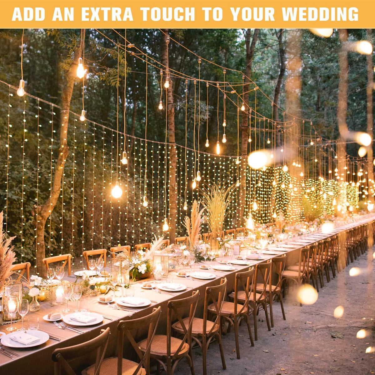 JMEXSUSS 600 LED Christmas Curtain Lights Outdoor, 9.5x19.6ft Christmas String Light Plug in with
