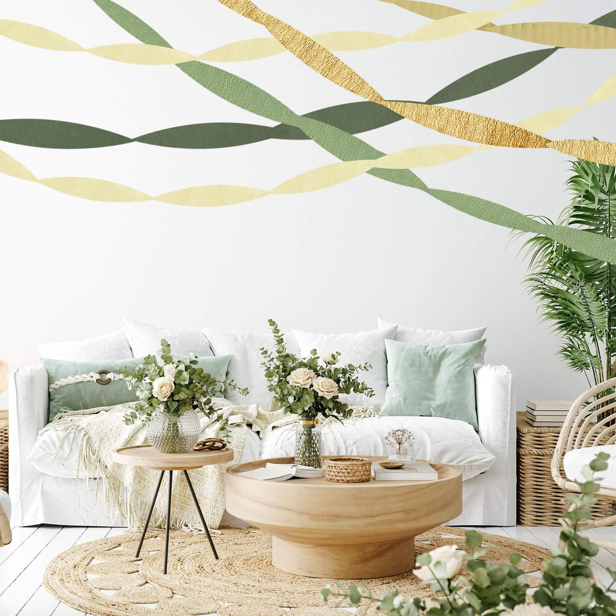 Kiwayo Birthday Baby Shower Decorations, Sage Green Gold Crepe Paper Streamers Party Decorations(5