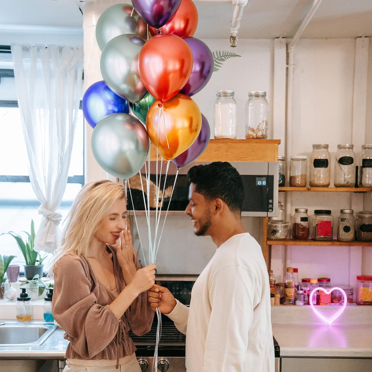 Colorful Party Balloons 12inch, 100Pcs Thickened Assorted Color Metallic Latex Balloons for Wedding