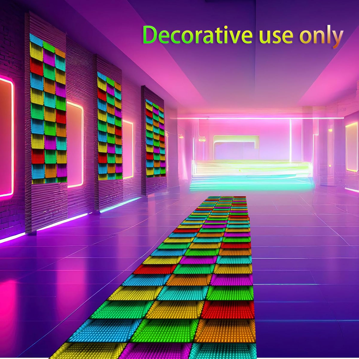 Haull 118 x 39 Inch Neon Light up Dance Floor Glow in The Dark Runner UV Reactive Blacklight Floor