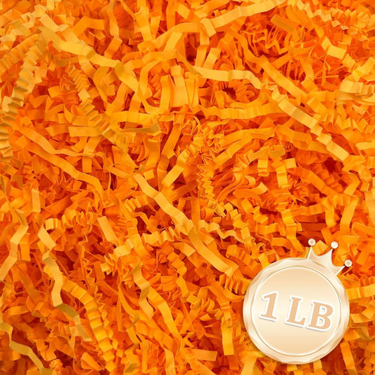 1 LB Fluorescent Orange Crinkle Cut Paper Shred Filler Great for Gift Wrapping, Basket Fillers