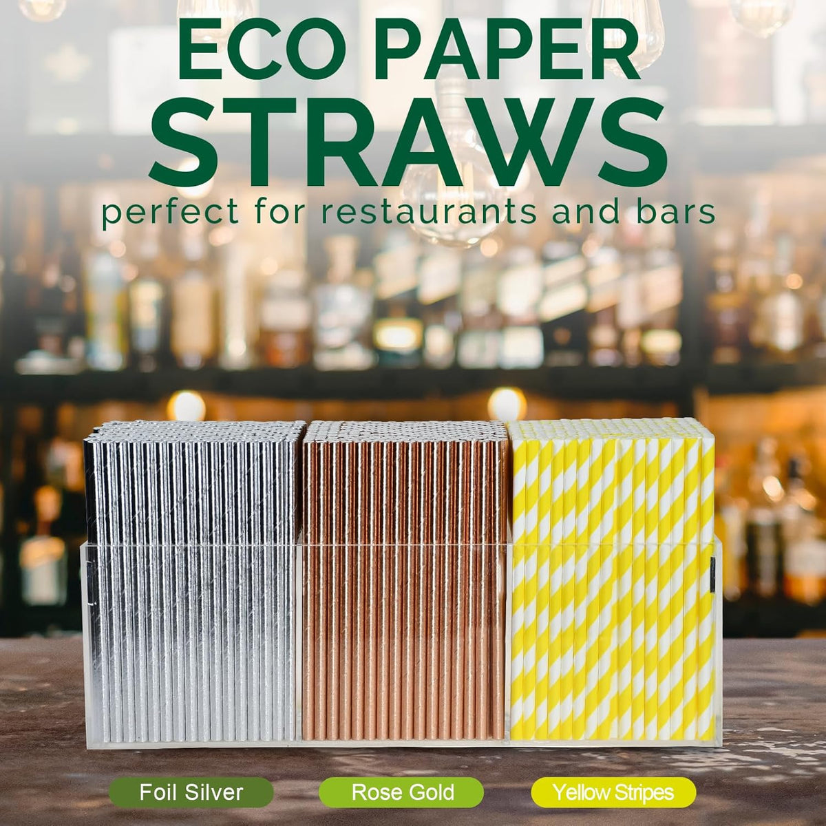 Chunsapk 5.75 inch Disposable Short Silver Paper Cocktail Straws, Stirring Straws 500 Counts - for