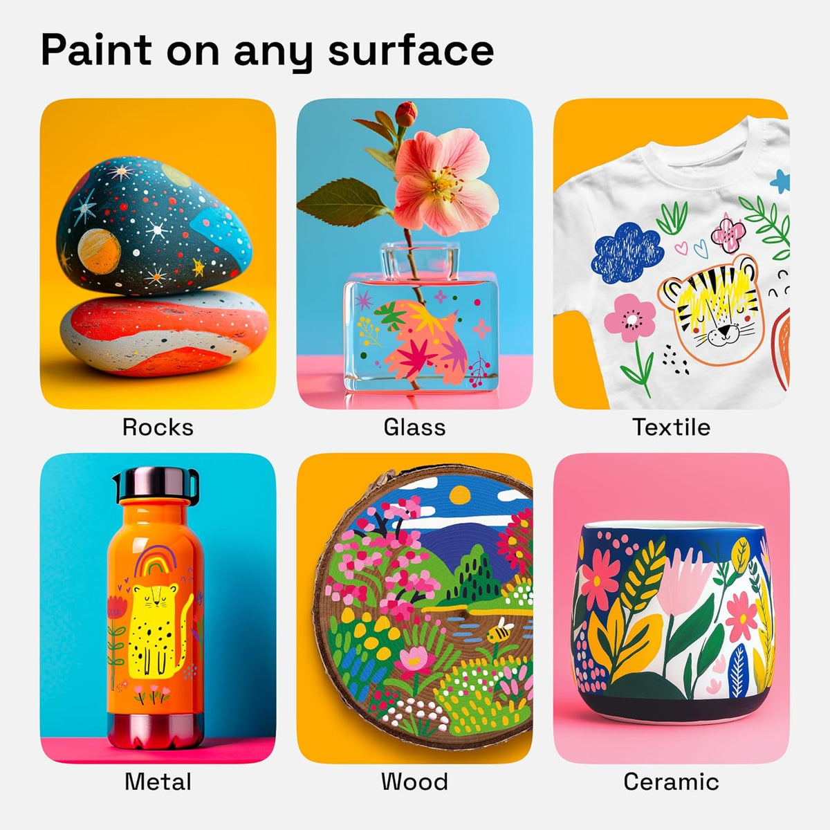ARTISTRO Vibrant Acrylic Paint Markers for Rock, Fabric, Glass, Wood, Paper, Ceramic, Canvas & More