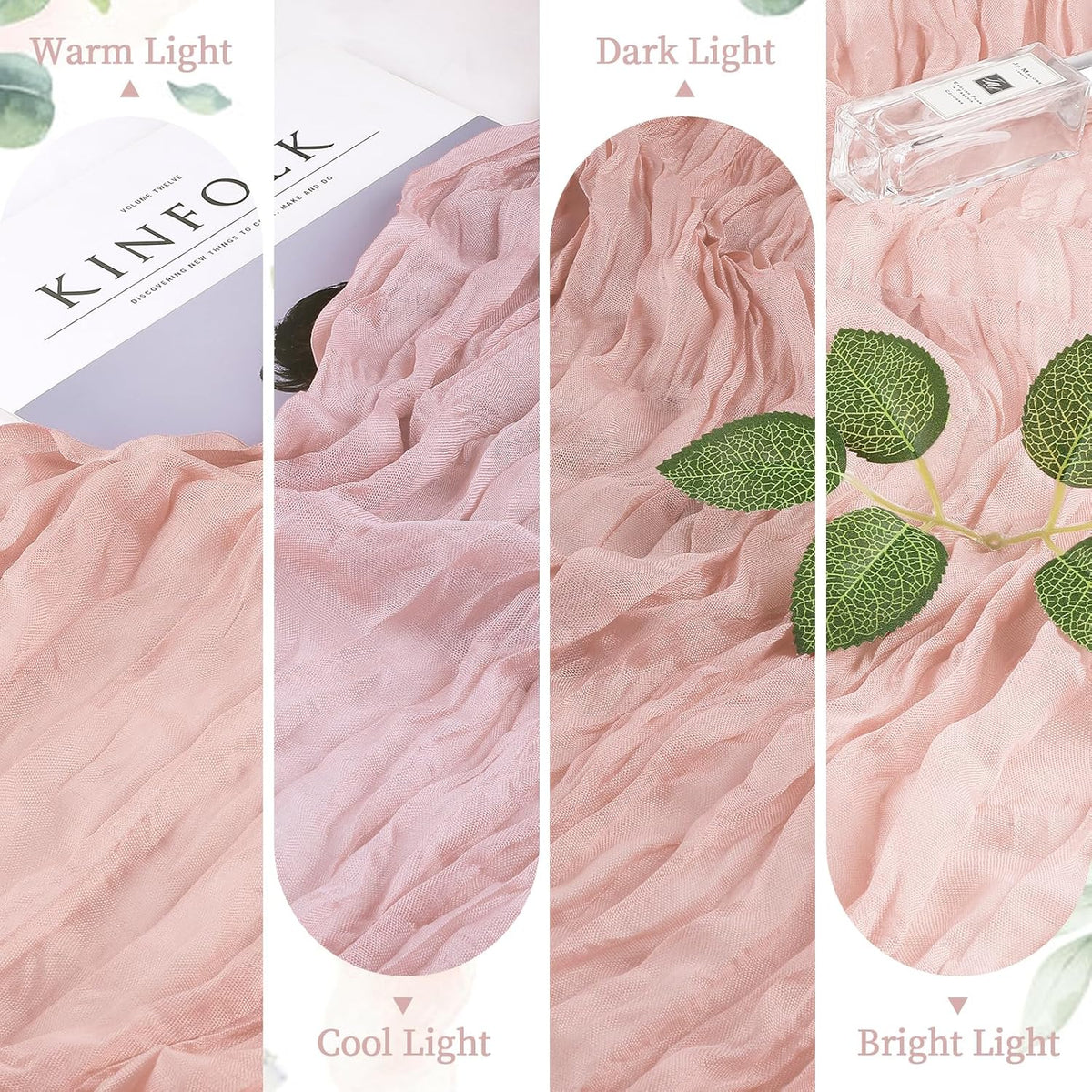 6 Pack Dusty Pink Cheesecloth Table Runner 10FT Long Boho Gauze Table Runner Rustic Sheer Runner