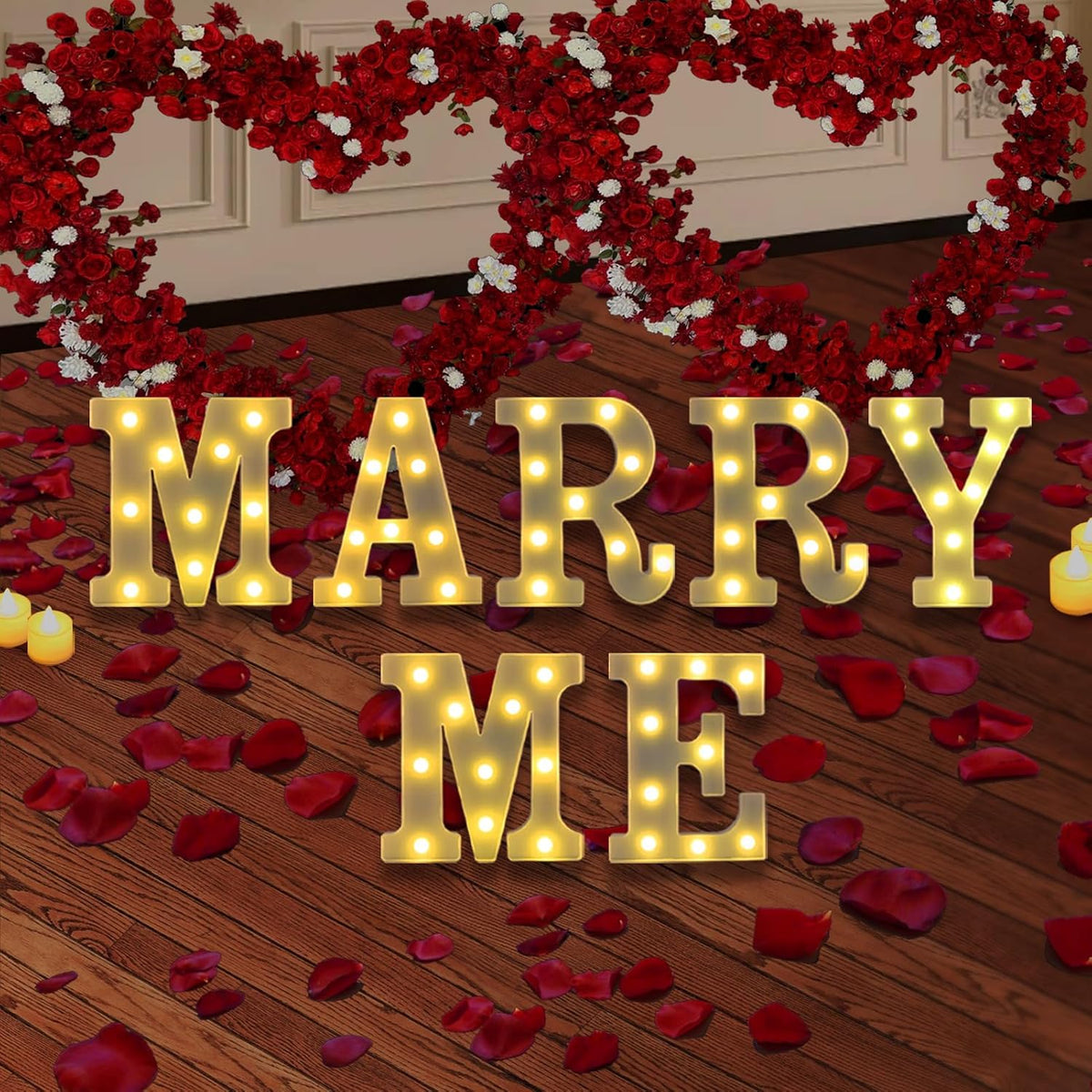 LED Marquee Letter Lights, Small Light Up Marquee MARRY ME Sign, Decorative LED Alphabet Lamp