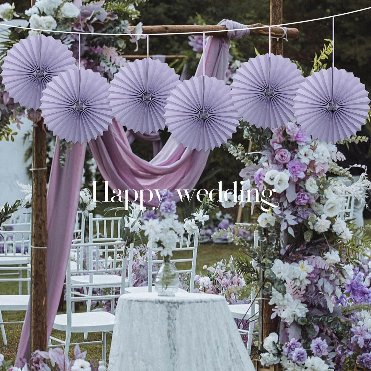 Purple Birthday Decorations,DIY Purple Paper Fans Hanging Decoration ,Party Decorations for Adults