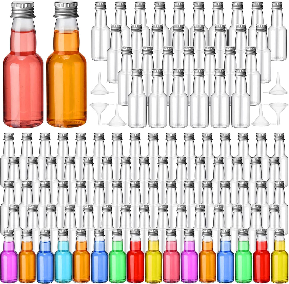120 Pcs Mini Liquor Bottles Airtight Shot Miniature Empty Plastic Alcohol Spirit Shot Bottles with