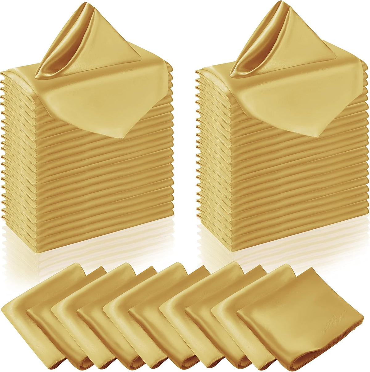 Manyshofu 60 Pieces Yellow Gold Satin Napkins - 20x20 Inches Cloth Napkins, Square Satin Fabric