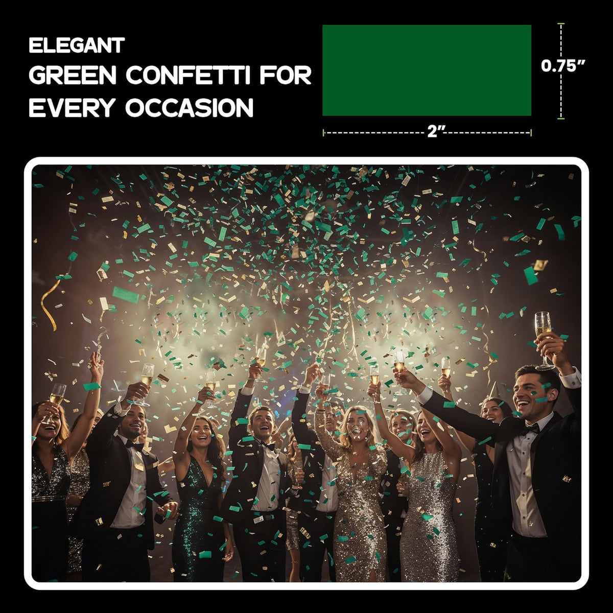 Dark Green Biodegradable Confetti - Rectangular Flame-Resistant Tissue Paper Confetti for Cannon