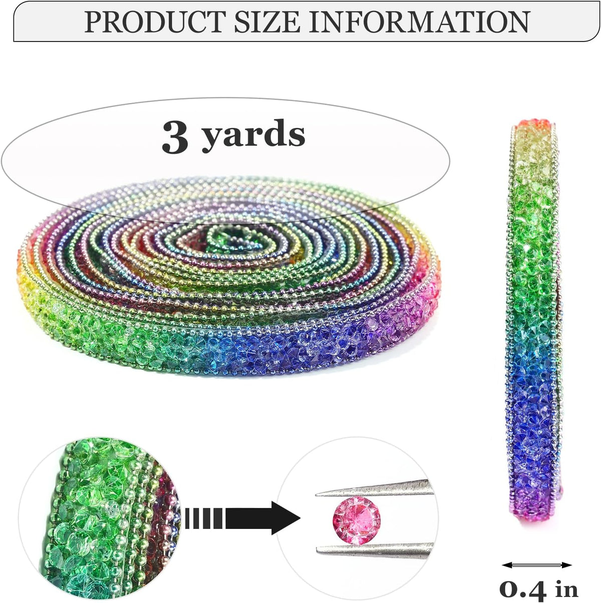 Rhinestone Ribbon 3 Yards Self Adhesive Rhinestone Strips Diamond Ribbon Sticker Crystal Roll