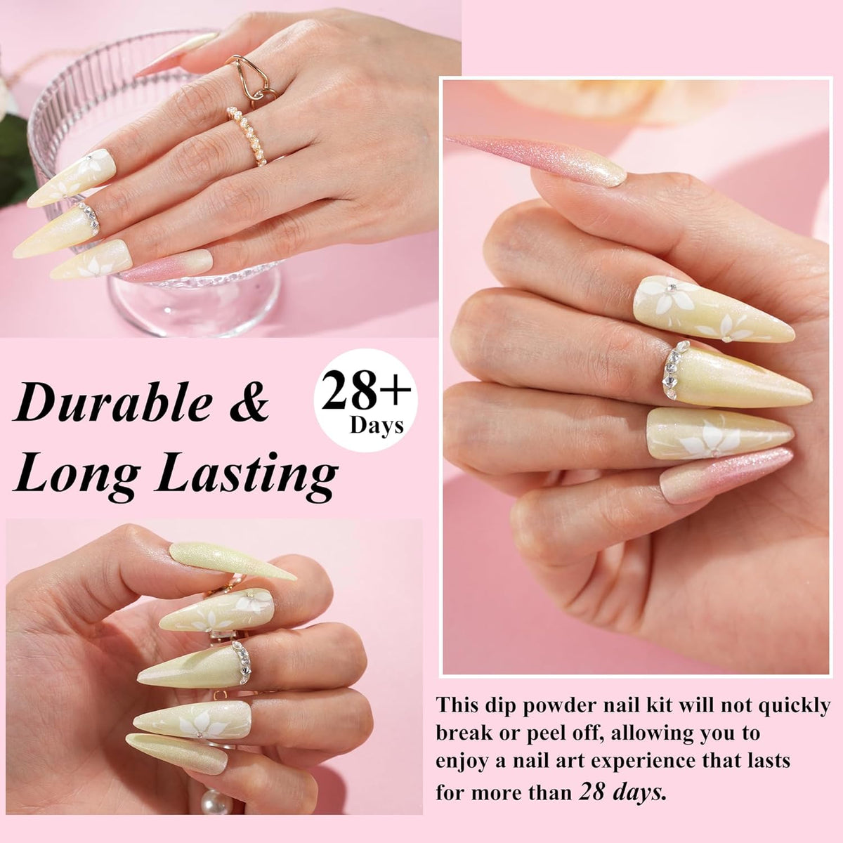 Changing Dip Powder Nail Set, 6 Colors Dipping Powder Kit With Base & Top Coat/Activator/Brush