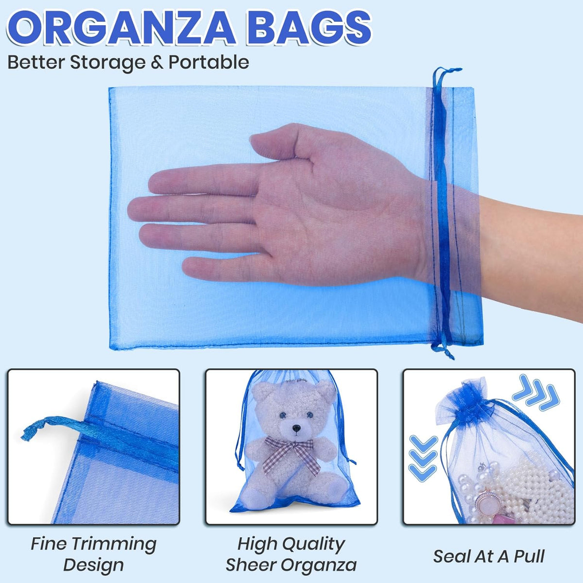 ANZNKU 100 Pack Organza Bags 6x9 Inch, Jewelry Pouches Mesh Bag Drawstring Large Organza Gift Bags