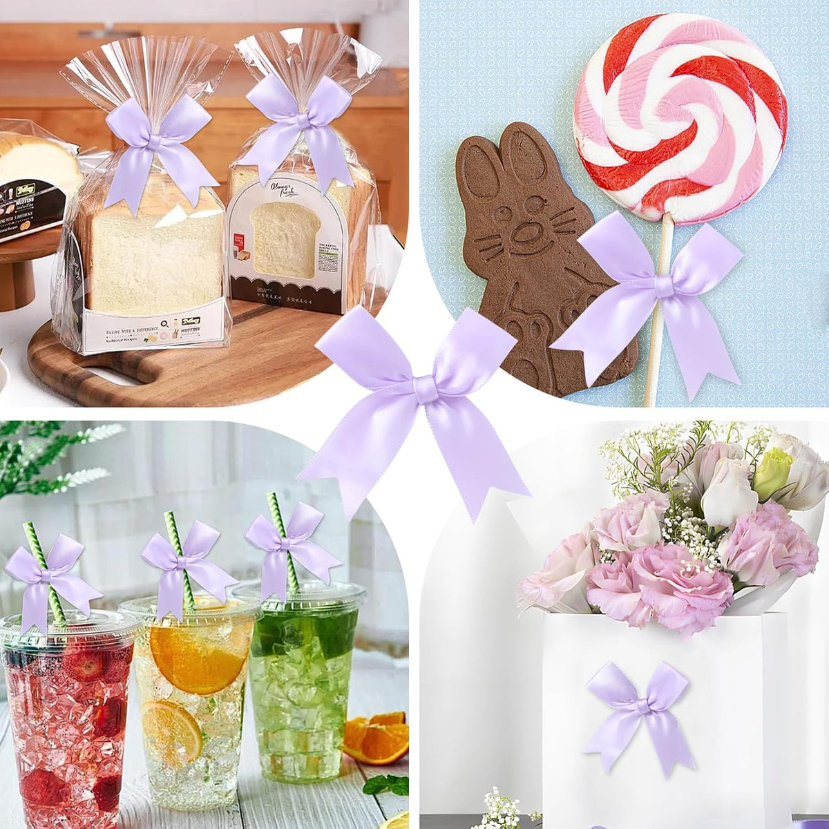 Feluwi Light purple Gift Wrap Bows (50 Pcs) - 3.3 Inch Elegant Plastic-Free Bows for Christmas
