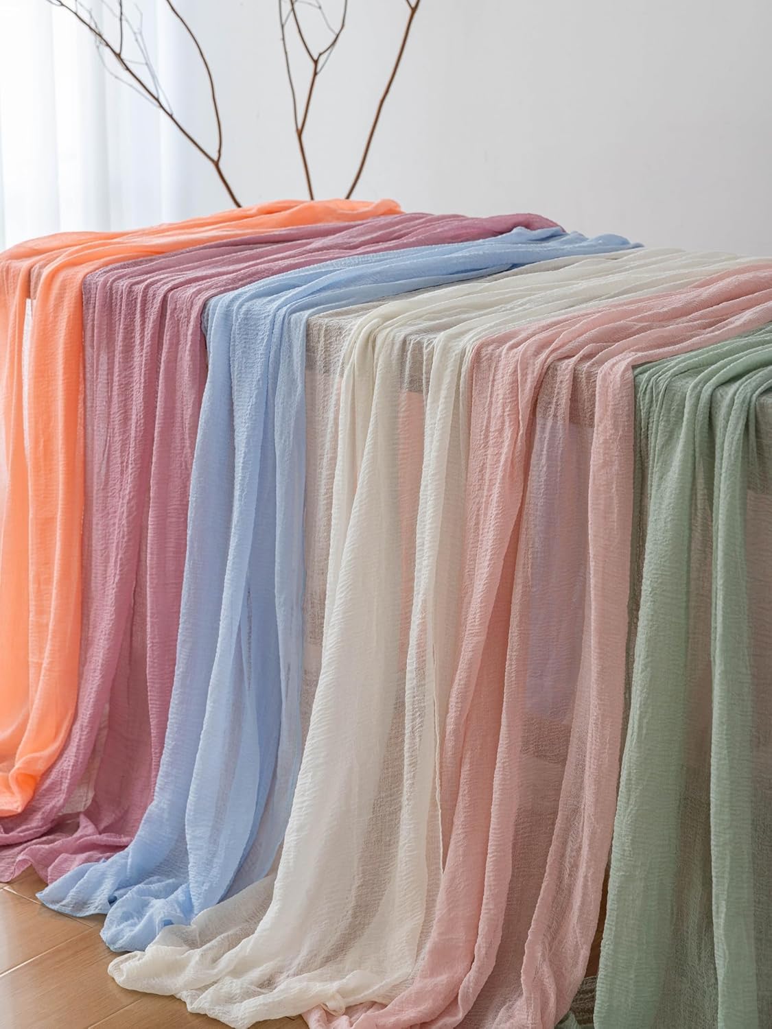 6pcs Cheesecloth Table Runner Sage Green Gauze 120 Inch 10 FT Rustic Boho Cheese Cloth Runner for
