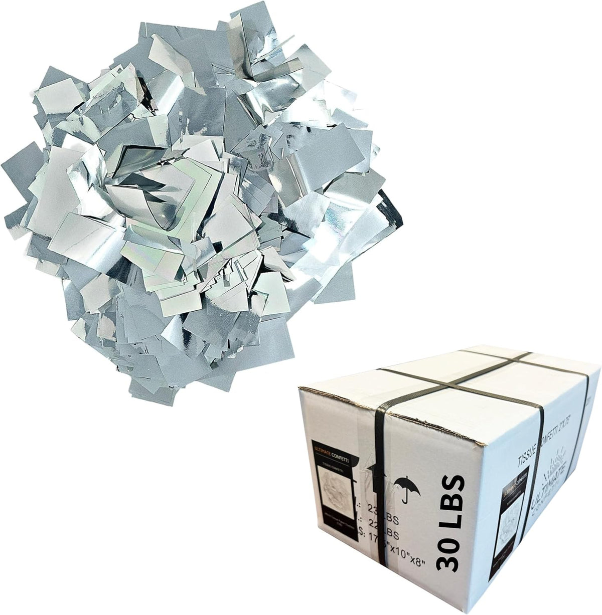 Rectangular Silver Mylar Shiny Foil Metallic Confetti for Cannon and Launcher use - Mother’s Day