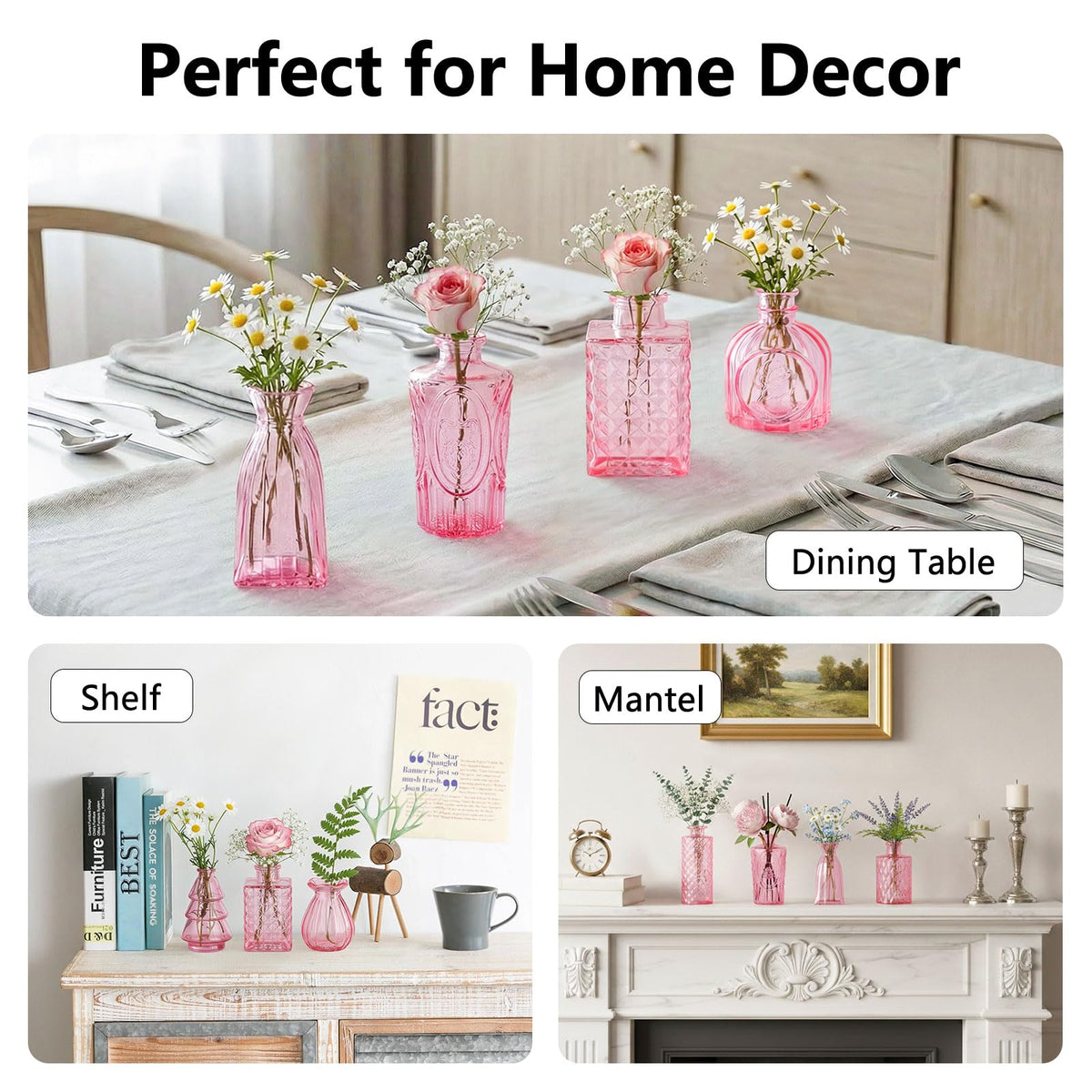 RUCKAE 12 Pack Glass Bud Vases Mini Flower Vase Small Vintage Vases for Centerpiece Table Wedding