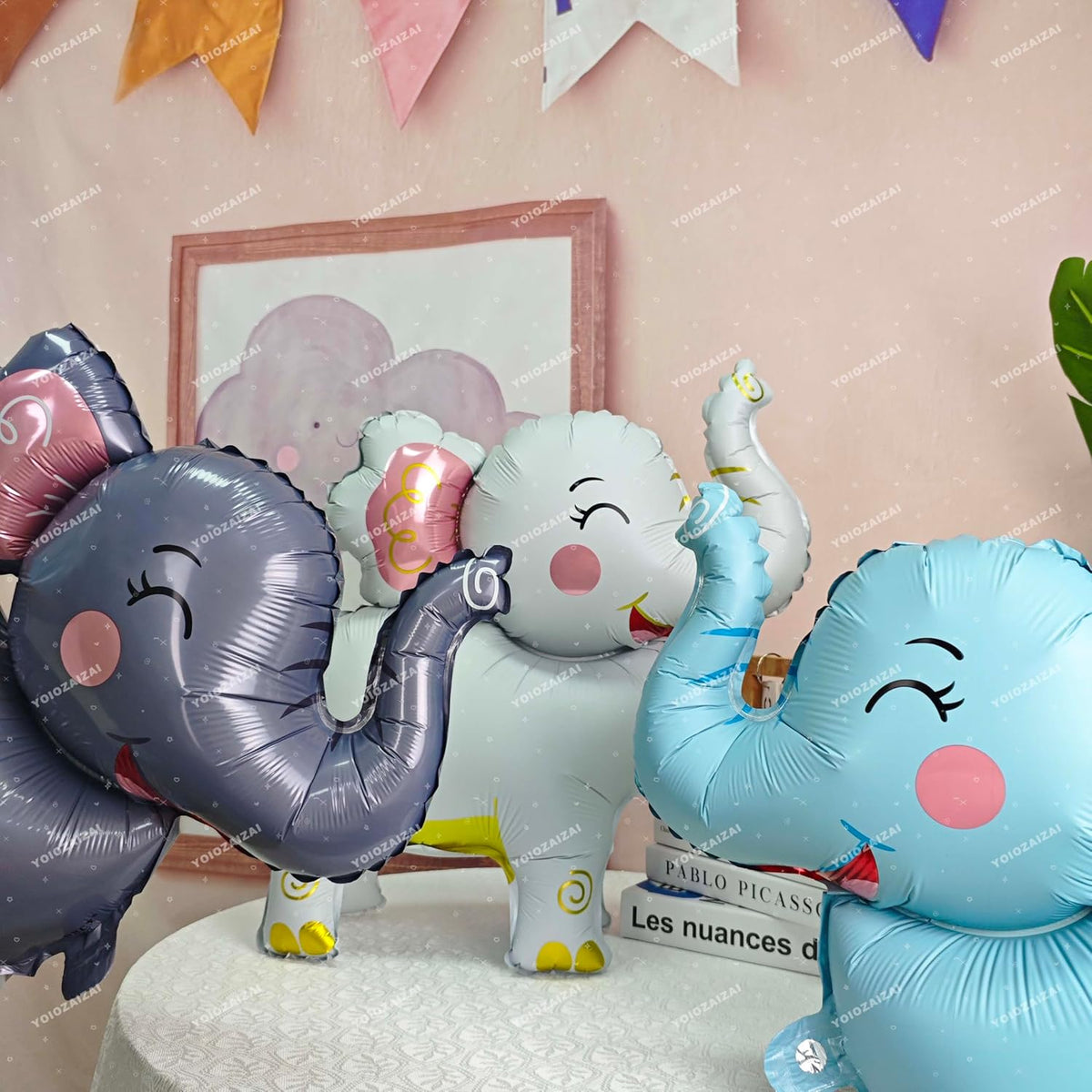 2PCS Matte self-standing elephant animal balloon 3D Jungle Large Elephant Foil Balloons For Kids