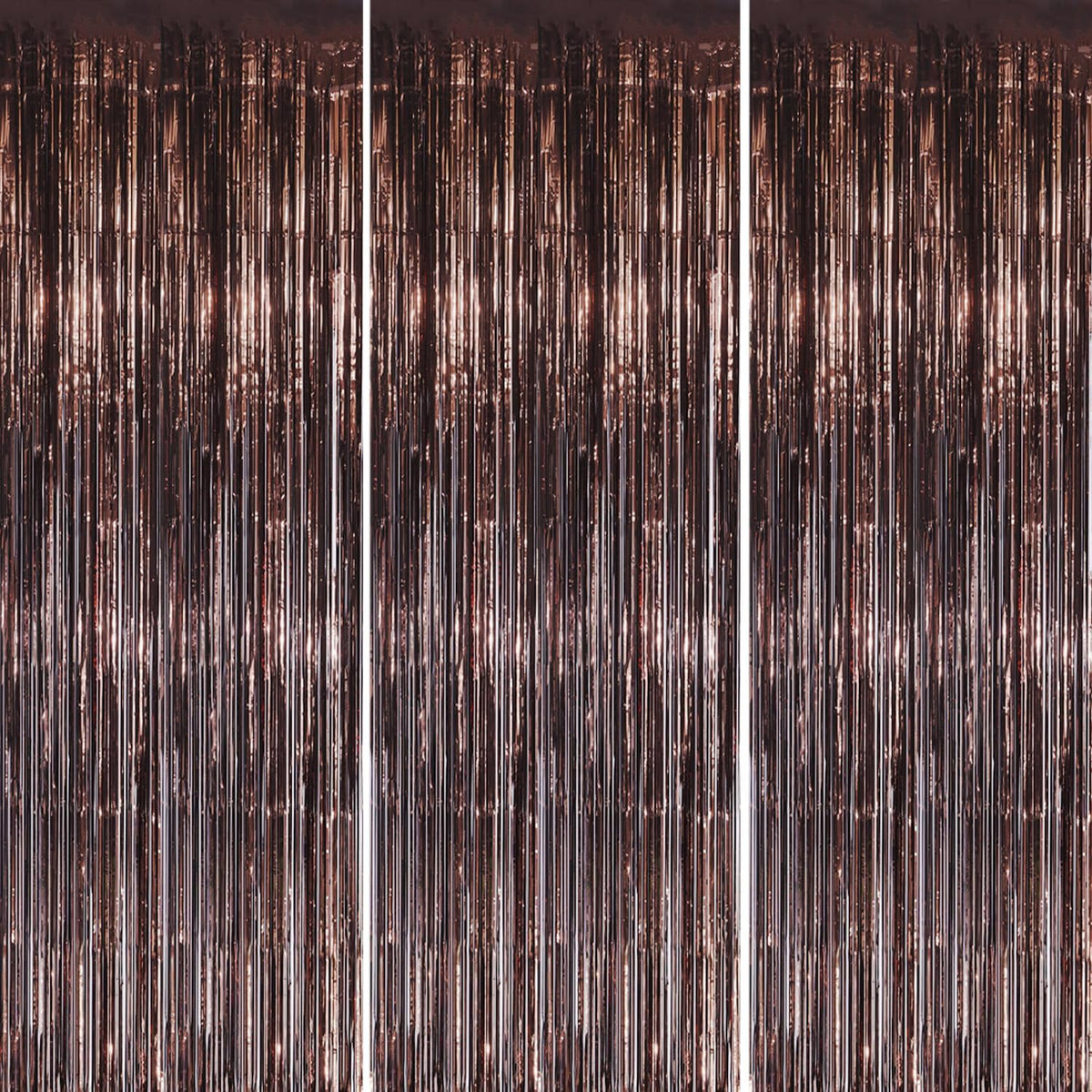 3 Pack Foil Fringe Backdrop - Brown Shiny Tinsel Curtains for Party Decoration/Photo Booth Props