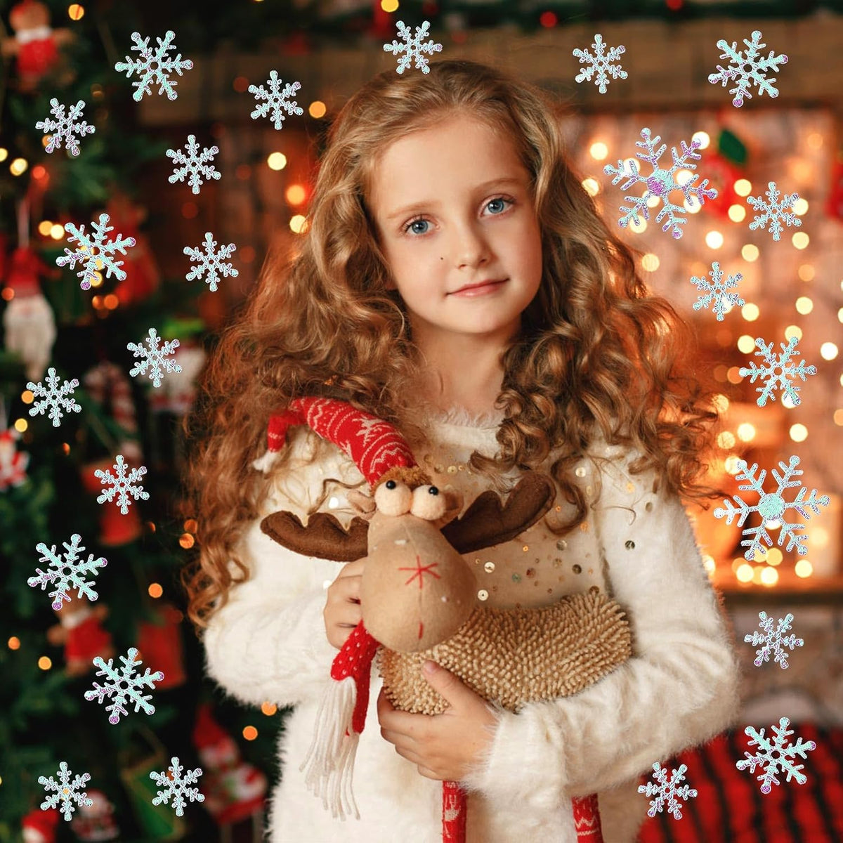 MARFOREVER Snowflake Confetti Decorations, Winter Snowflake Glitter Confetti White Snow Scatter