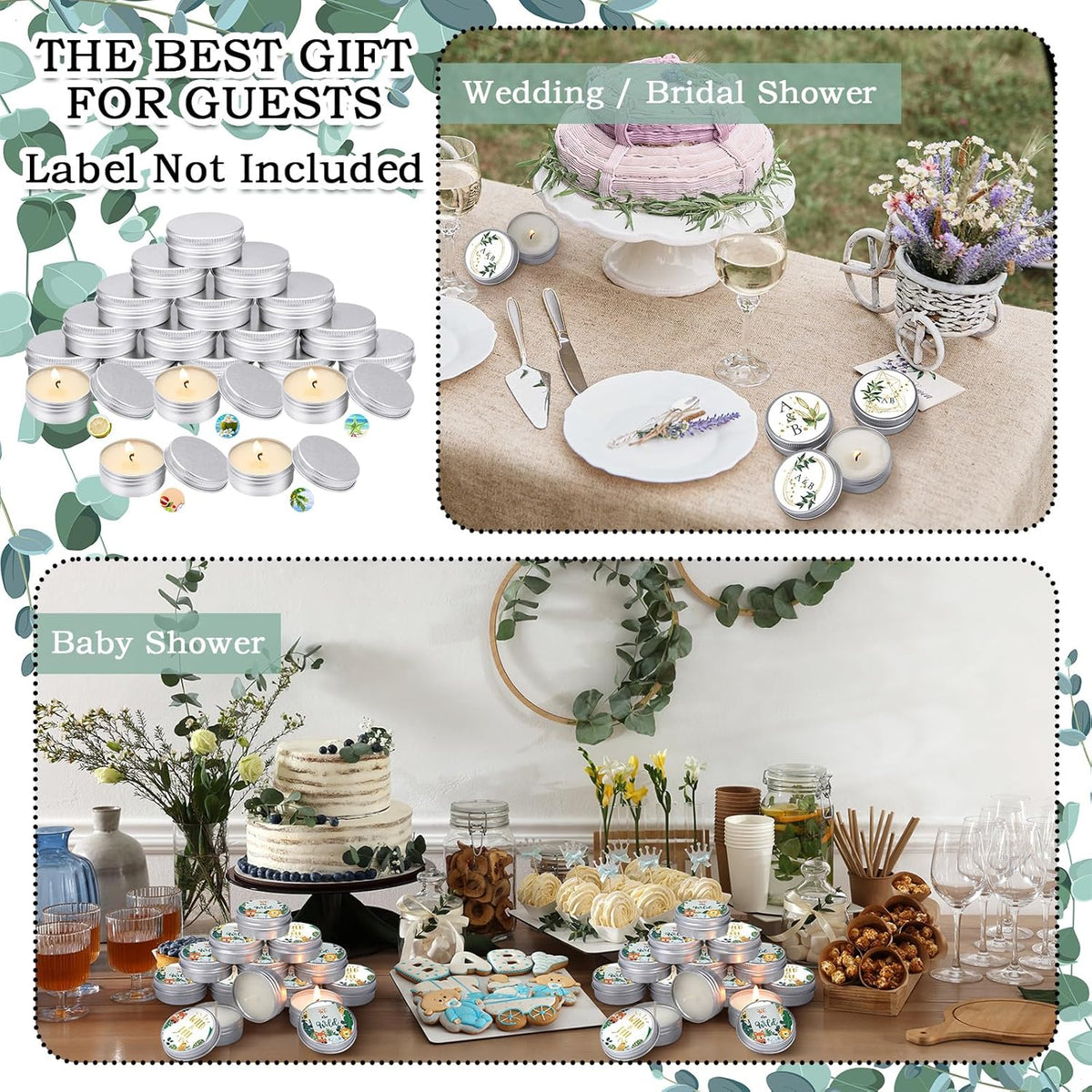 MTLEE 50 Pcs Wedding Scented Candles Gift Travel Tin Candle Aromatherapy Candle for Christmas