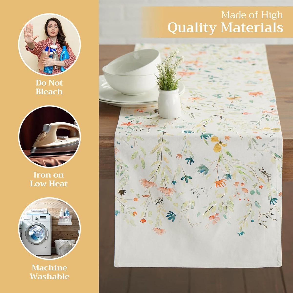 Maison d' Hermine Table runner 100% Cotton Double Layer Table Runners 72 inches long Decorative for