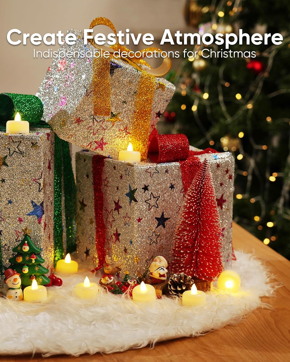 Amagic 12/24/50/100/150Pack Flameless LED Tea Lights Candles Battery Operated, Electric Fake