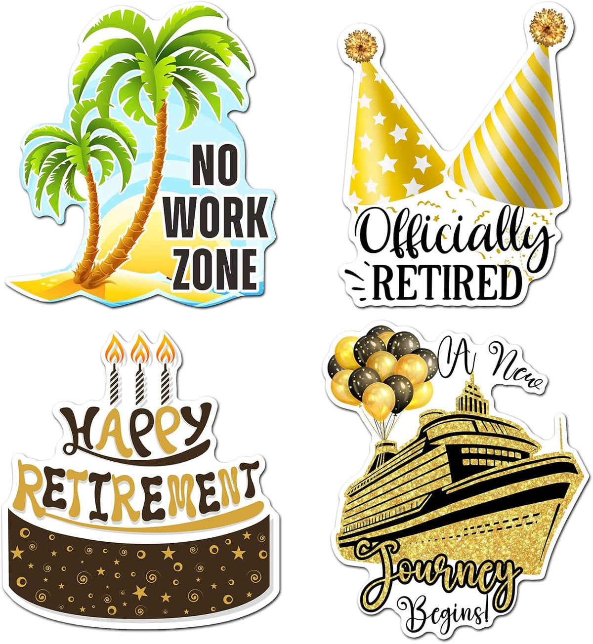 Hoteam 4 Pcs Retirement Cruise Door Decorations Magnetic Large Happy Retirement Cruise Ship Door