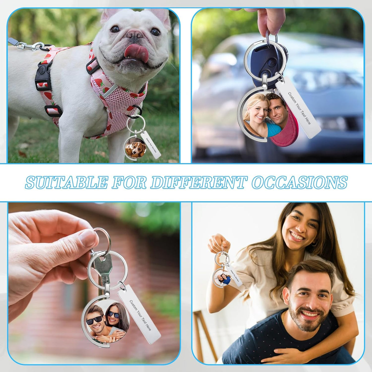 Custom Keychain with Picture Double-sided Personalized Photo Text Keychain, Gift for Anniversary