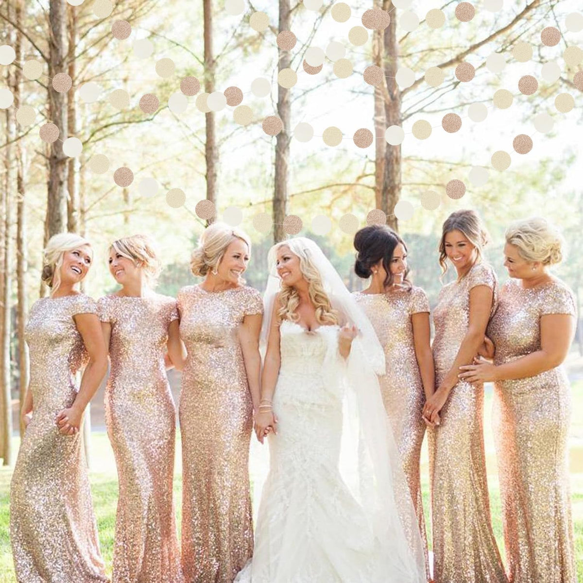 Boho Champagne-Gold Party-Decorations Streamers-Garland - 52ft Fall Rustic Birthday Hanging Paper