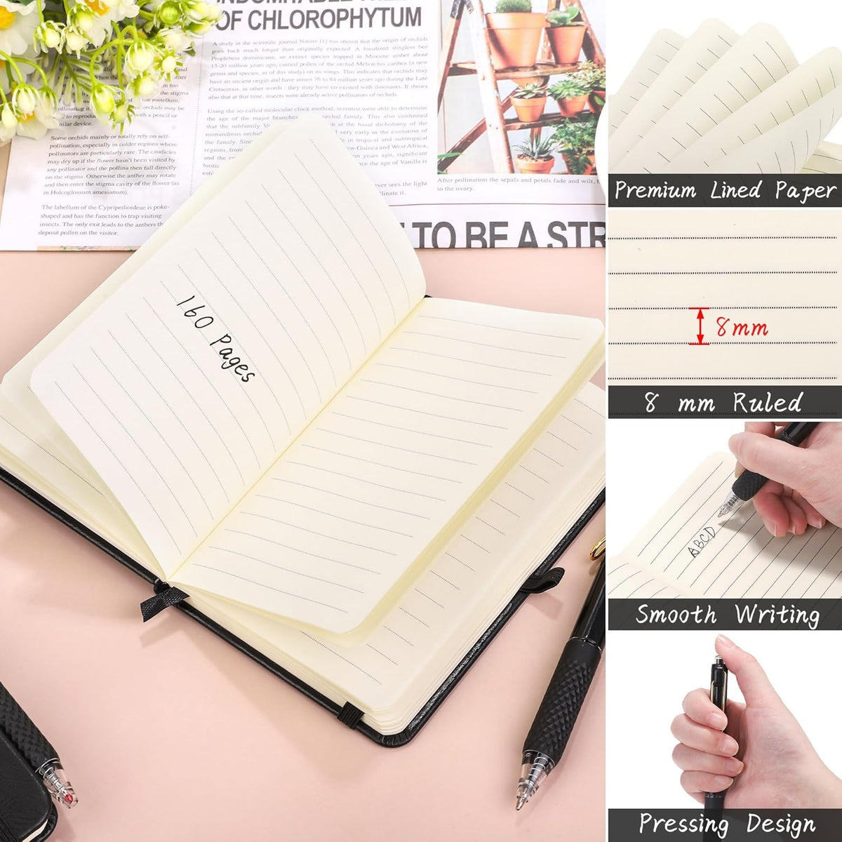 Aodaer 50 Sets Pocket Notebook Journal with Pens, 160 Pages, 3.5 x 5.5 Inch Mini Lined Journal