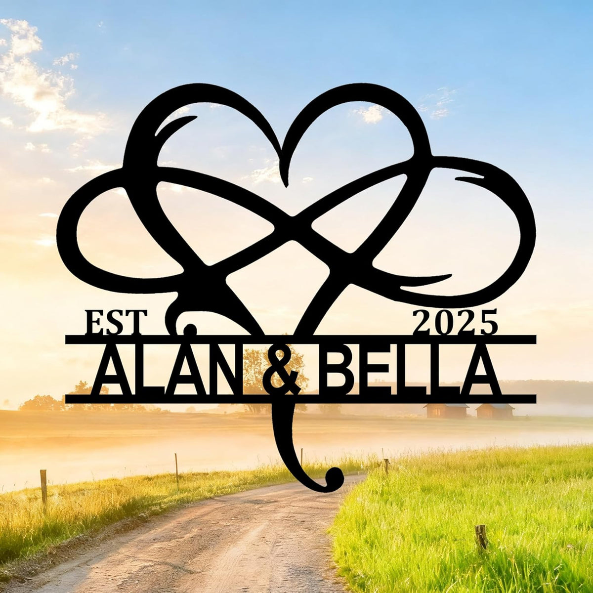 Personalized Valentine's Day Wedding Gifts For Couple, Custom Metal Signs Wall Art, Monogram Name