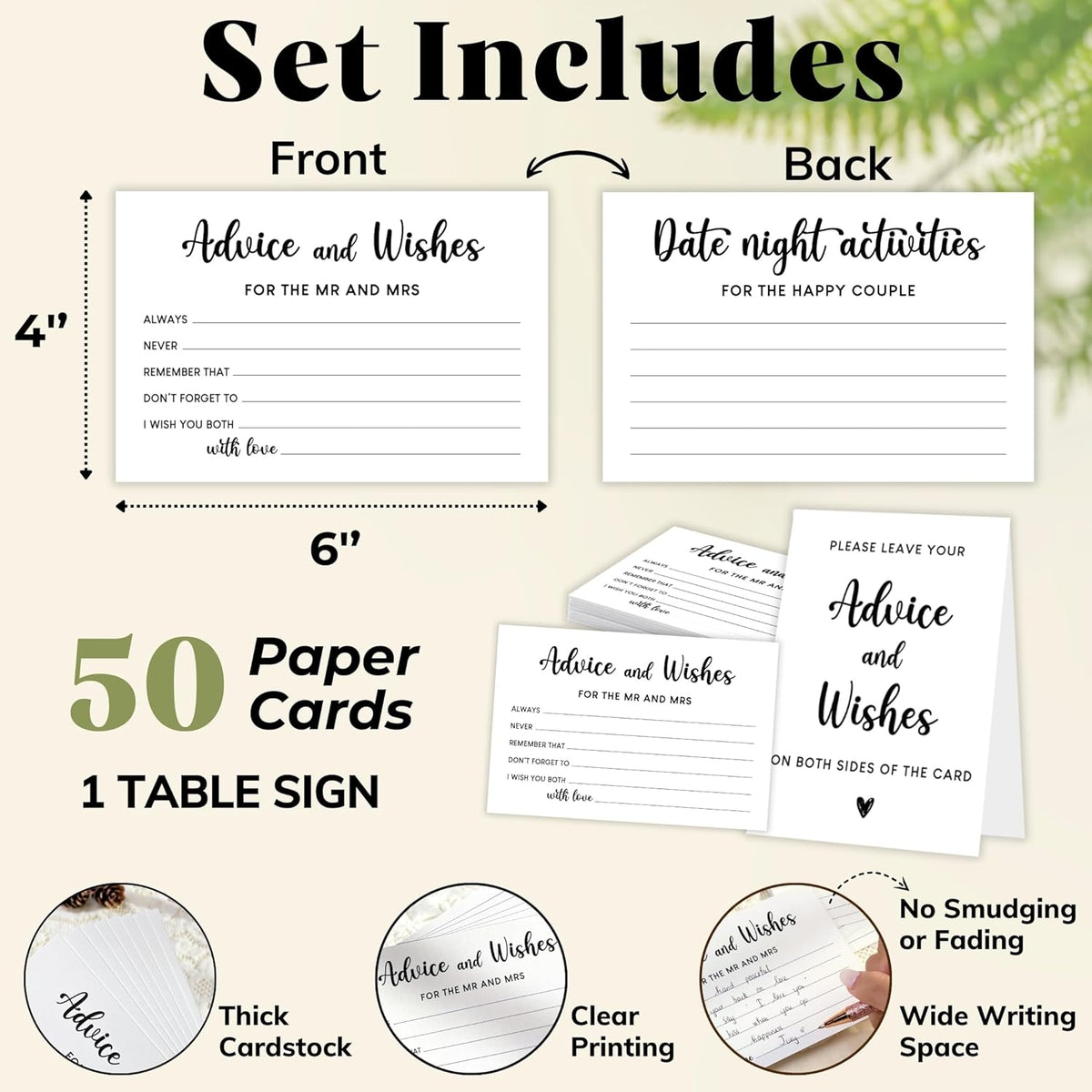 Advice And Wishes For The Mr And Mrs - Wedding Advice Cards For Bridal Shower Decorations, Date