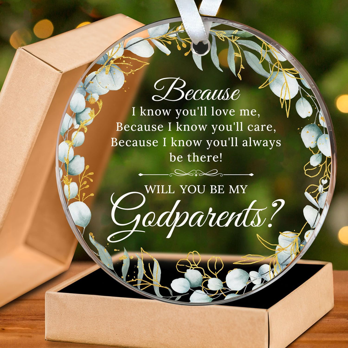 HEXMOZ Godparents Proposal Gift - Will You Be My Godparents Ornament - Godparent Gifts for Baptism